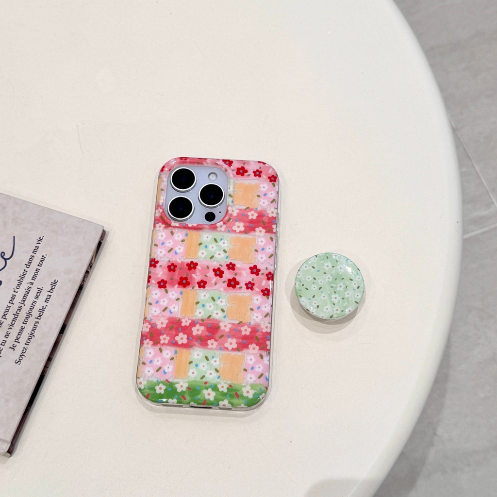 เคสไอโฟน ลายตารางดอกไม้สีสดใส เคสไอโฟน13 เคสไอโฟน16 กันกระแทก สำหรับ iPhone 13 14 15 16
