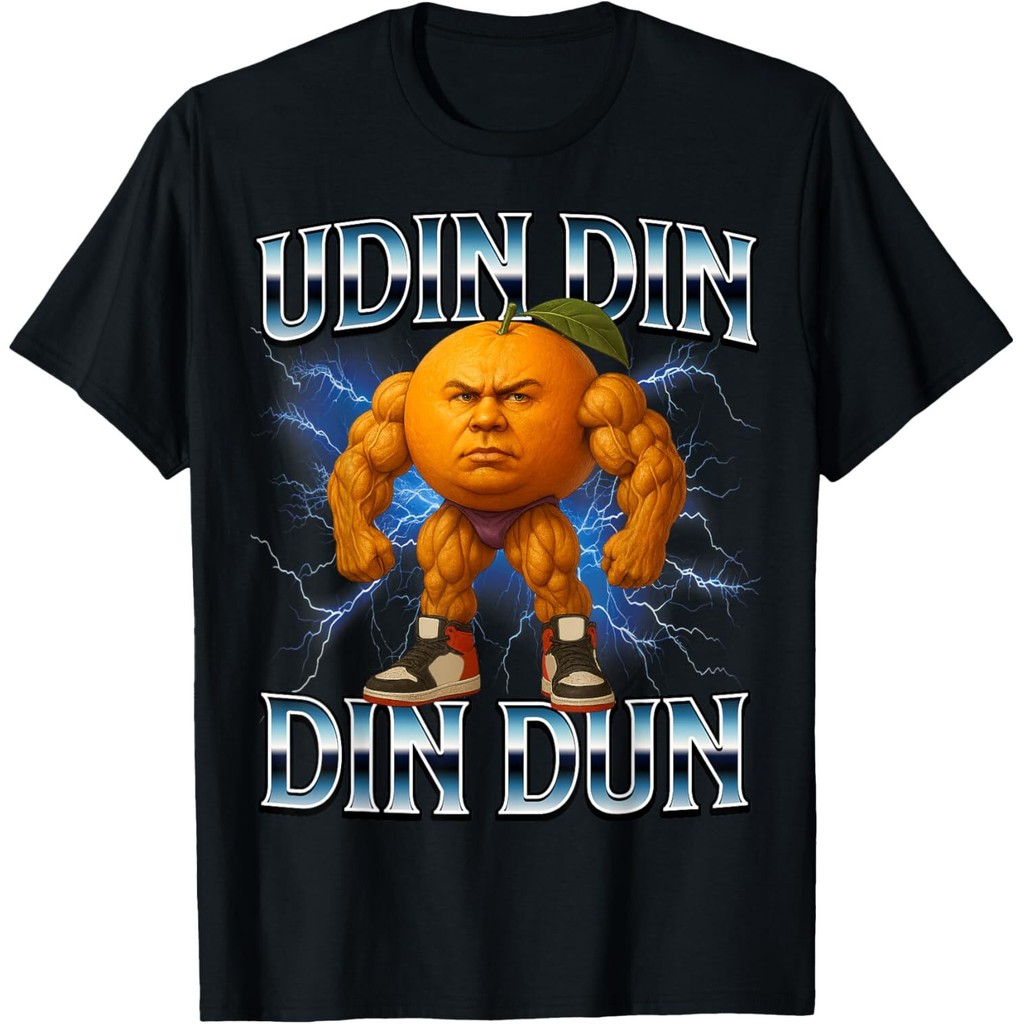 Udin Din Dun ตลกอิตาเลี่ยน Brainrot Men Cotton Bodybuilder เสื้อยืดผู้ชาย