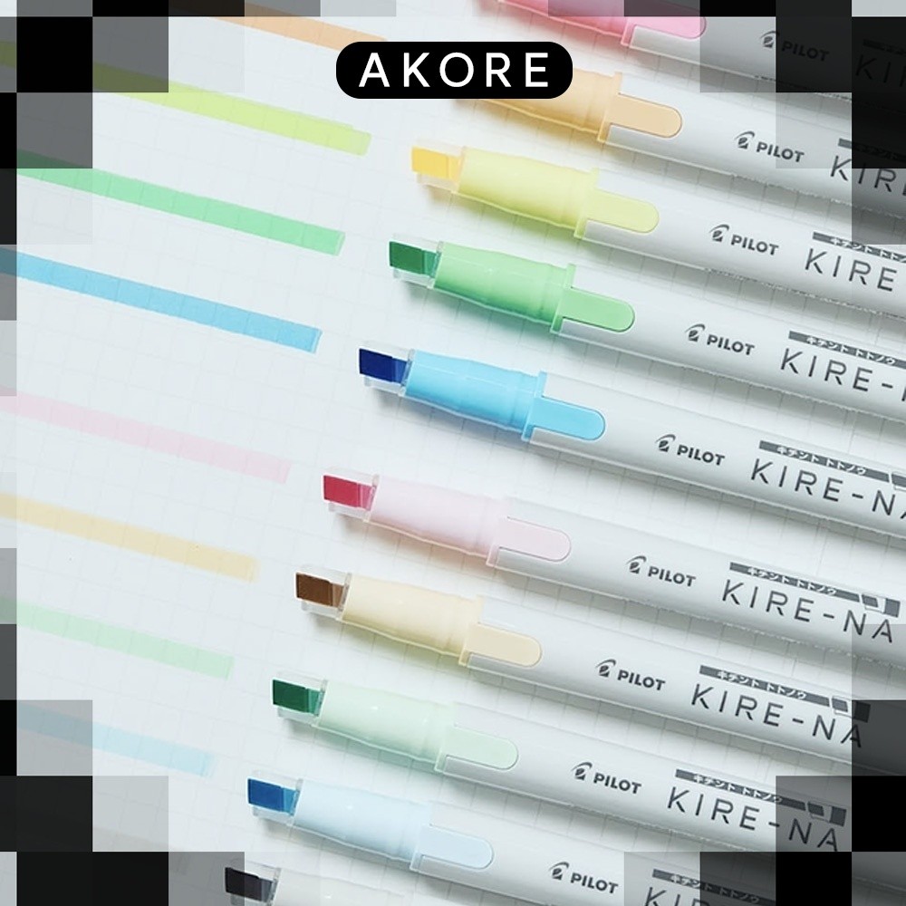 Pilot kire-na highlighter twin-tip dual-ended Chisel / Fine tip Highlighters set made in japan นักบิ