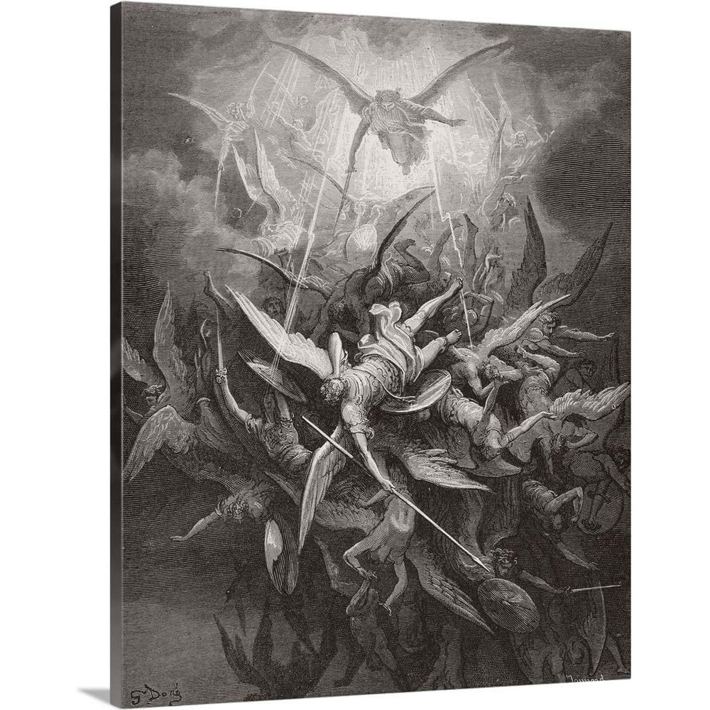 ภาพวาดฝากรูป.Canvas จากบทที่ 1 ของ Paradise Lost โดย John Milton พิมพ์ด้วยฝีมือของ Gustave Doré สไตล
