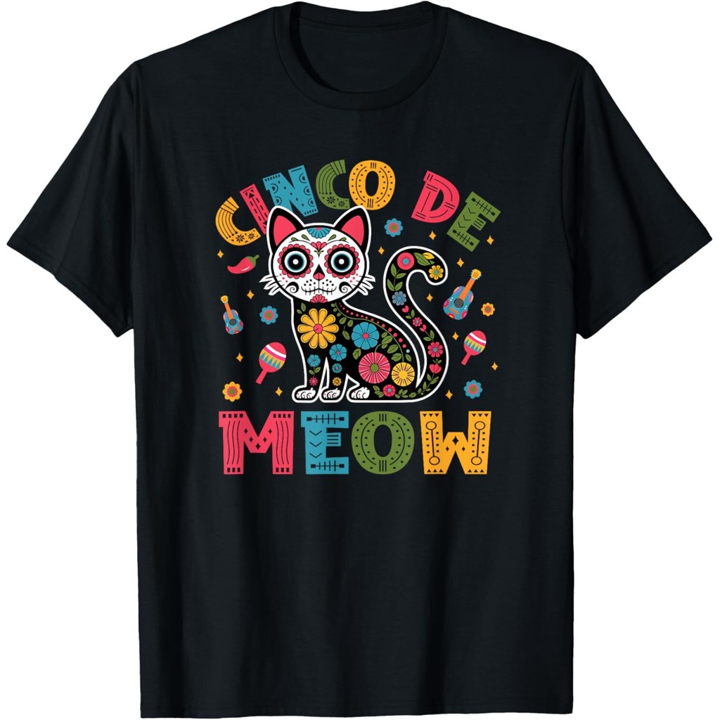 Cinco De Meow Cat เม็กซิกันปาร์ตี้ 5 De Mayo Fiesta เสื้อยืดผู้ชาย