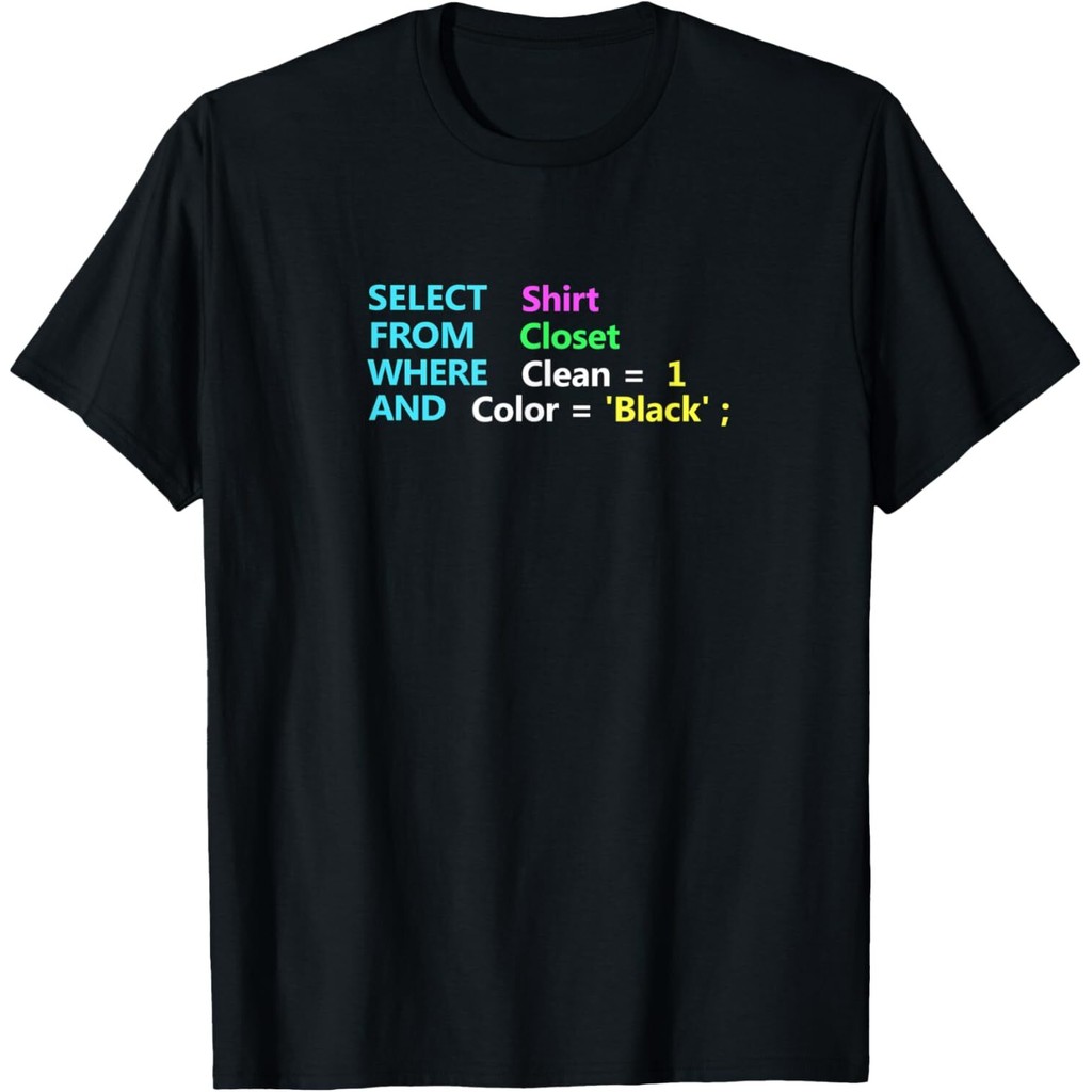 โปรแกรมเมอร์ Sql Query Geek Database Coding เสื้อยืด Mans