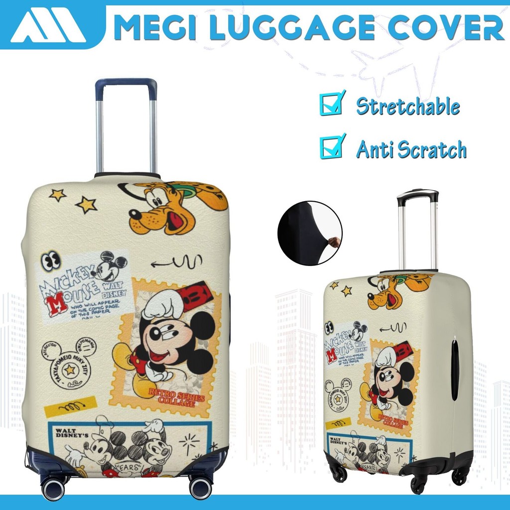 ผ้าคลุมกระเป๋าเดินทาง Disney ผ้าสแปนเด็กซ์ แบบยืดหยุ่น ยืดหยุ่น Mickey Mouse Travel Luggage Cover 18