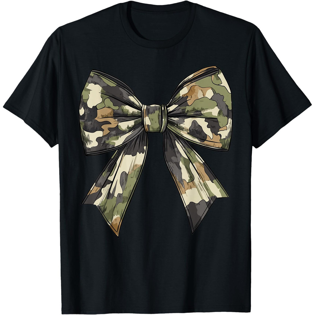 Camouflage Old Camo Bow Camo Coquette Bow Hunting Girl เสื้อยืด