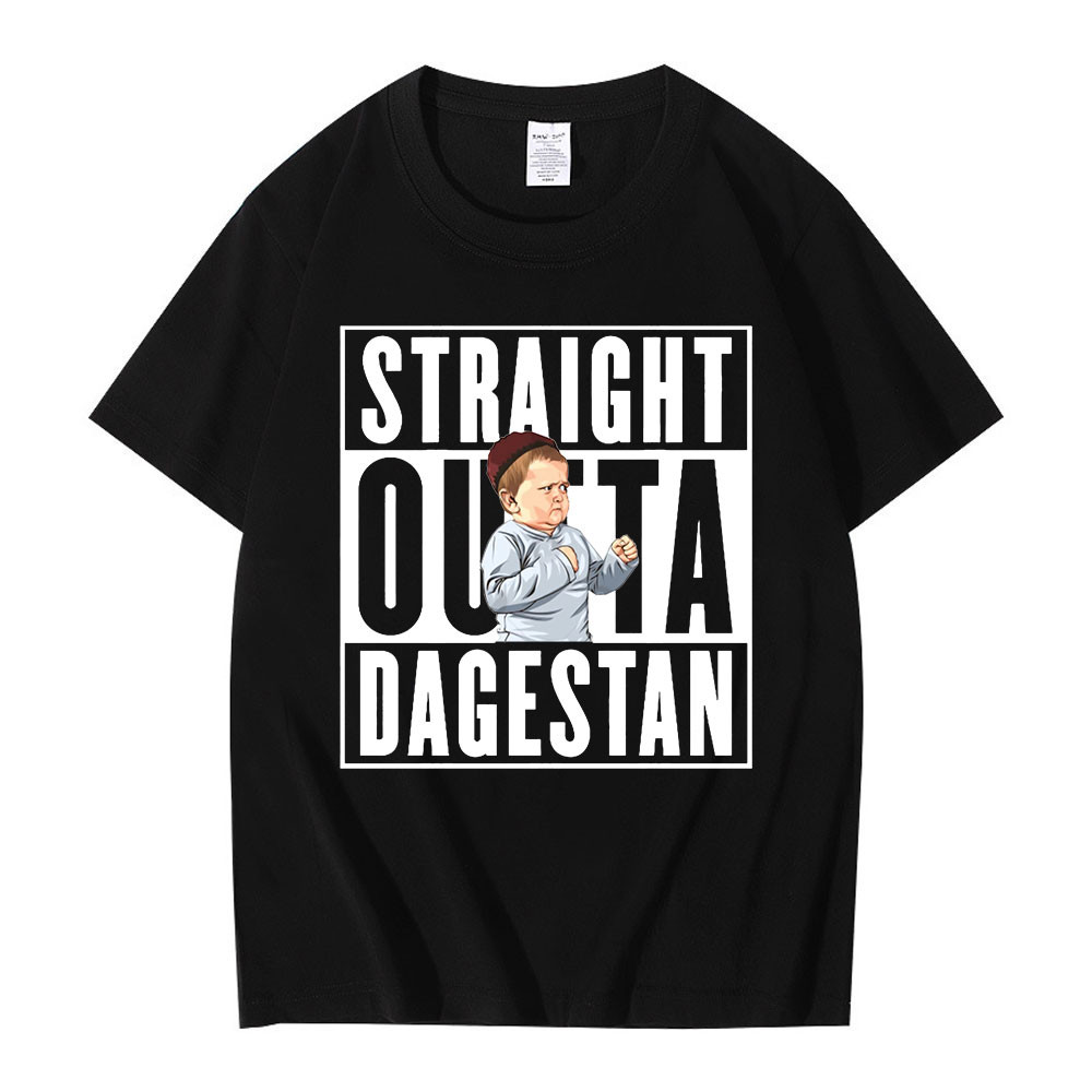 Hasbulla Fighting Meme เสื้อยืด Straaight Outta Dagestan Mini Khaib Blogger กราฟิกเสื้อยืดผู้ชายผู้ห