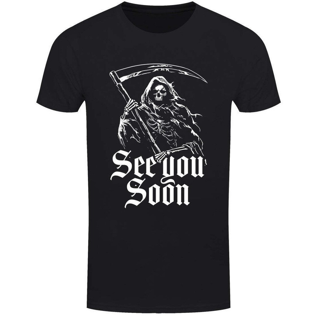 Reaper - See You Soon, เสื้อยืดสีดํา, Gothic Death, Skull, Fear, Skeleton,