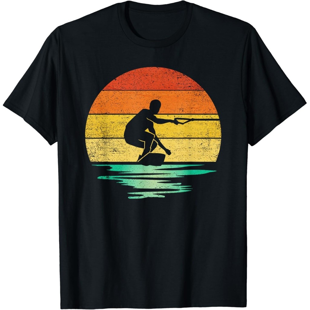 เสื้อยืดของขวัญ Wakeboarding Retro Sunset Wakeboarding