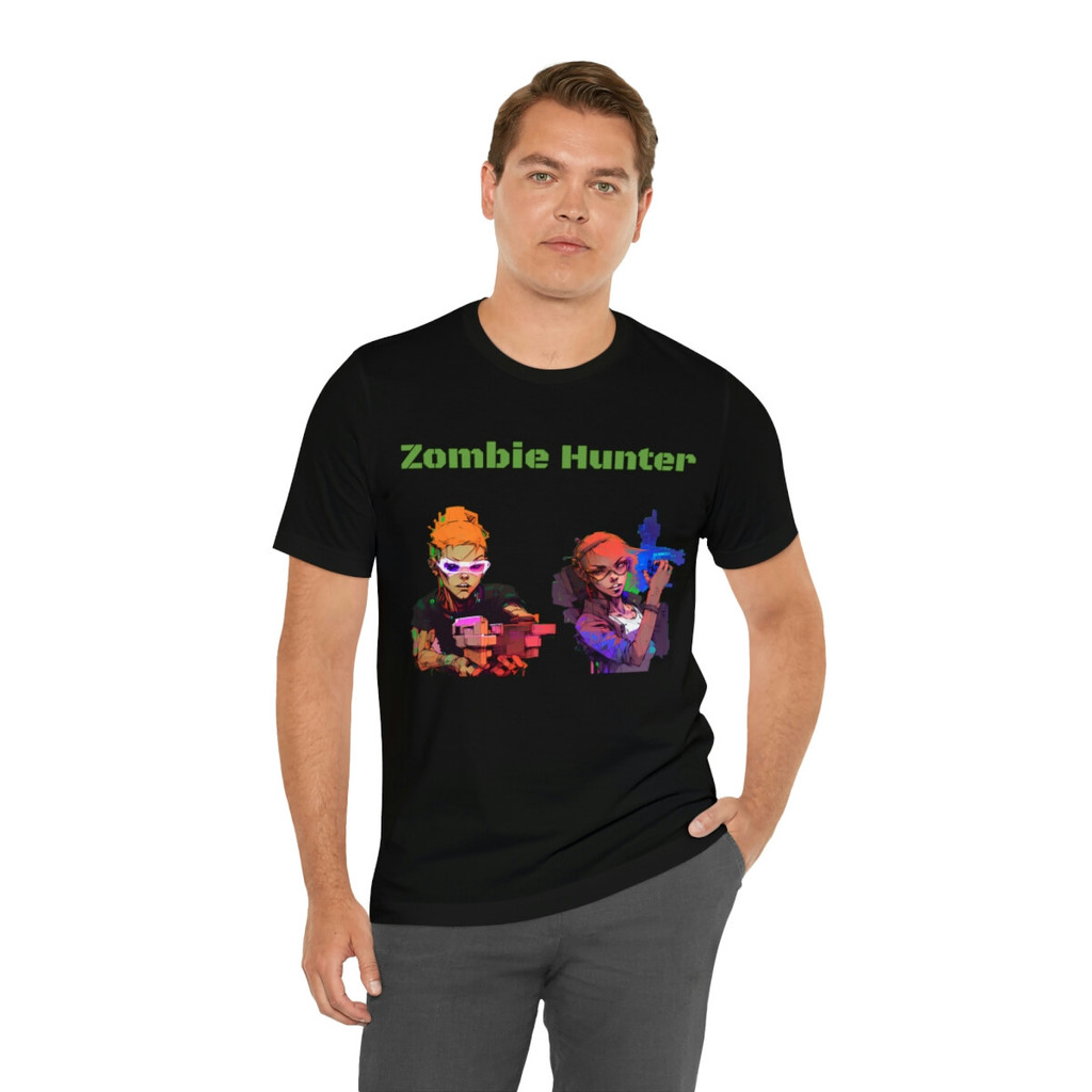 เสื้อยืดเกมสไตล์ Zombies Ate My Neighbors Zombie Hunter Snes Cyberpunk