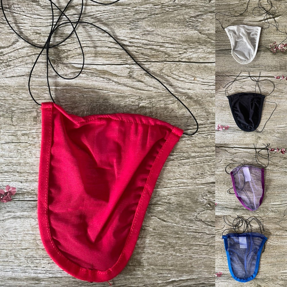 [CH] Mens Sexy Lace Up Pouch G-String Sheer บิกินี่บางเฉียบกางเกงทองชุดชั้นใน - รูปที่ 2