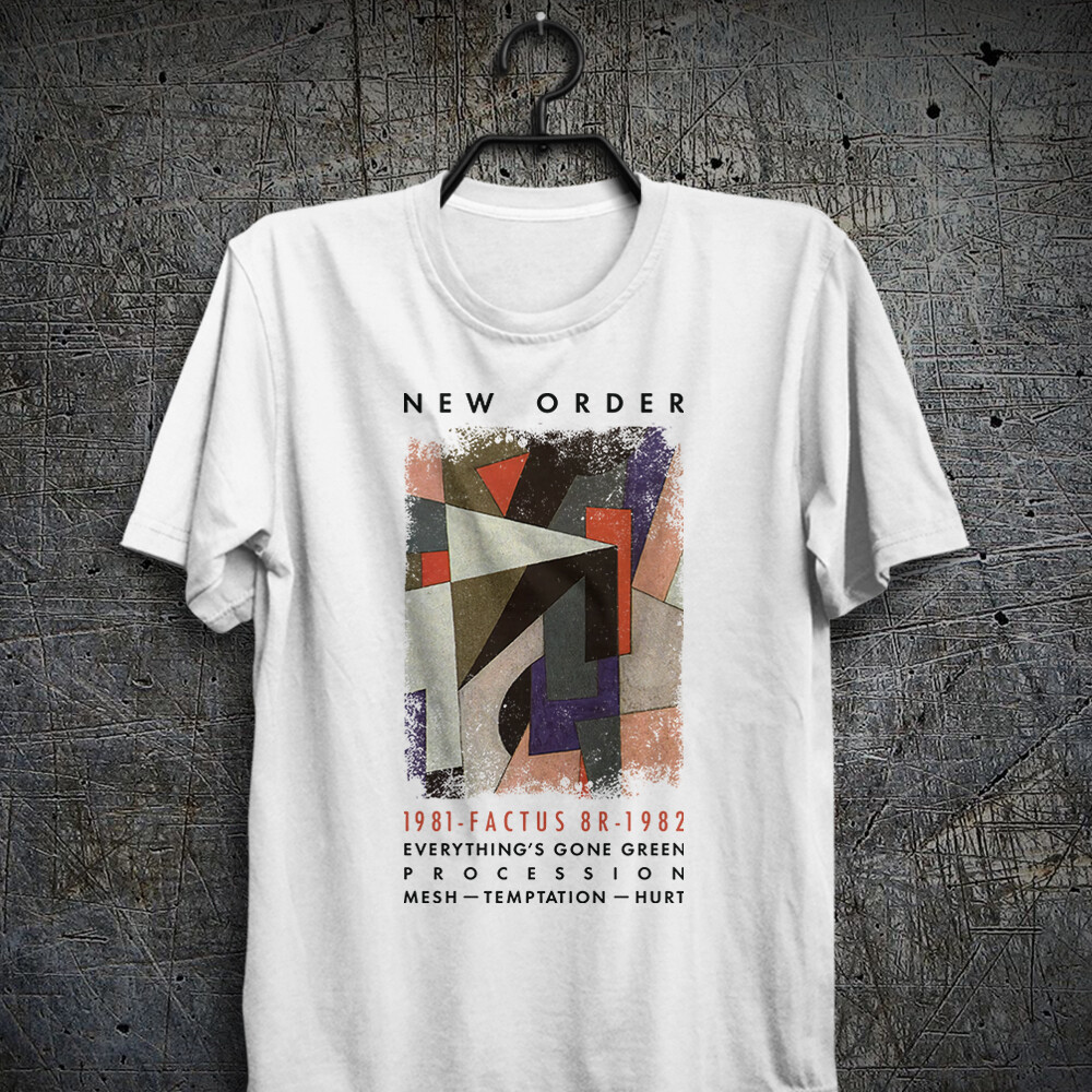 New Order 1981-1982 Factus 8 Everythings Gone Green T shirt Bernard Sumner