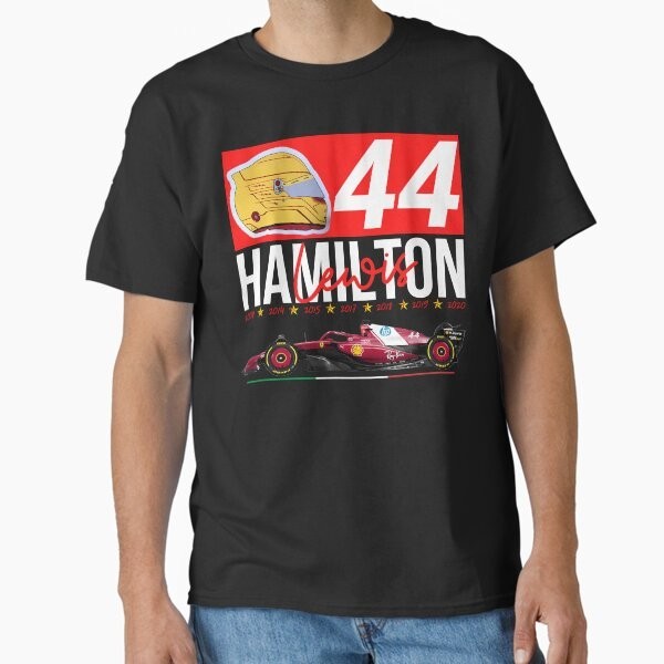 เสื้อวงHamilton F1 Lewis Hamilton O-neck สำหรับผู้ชาย ของขวัญยอดนิยม