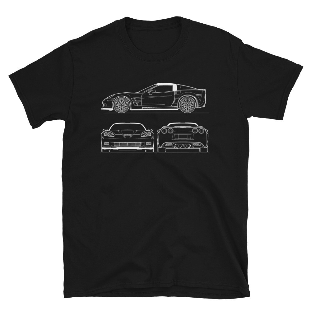 Corvette Zr1 Supercar Mens T เสื้อ C6 Chevy Blueprint Racing Car Tee ผ้าฝ้าย 100%
