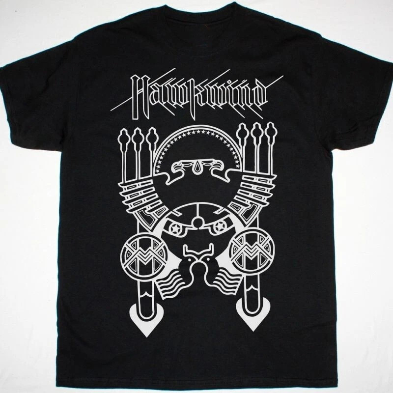Hawkwind Space Rock เสื้อยืดสีดําใหม่สีดําเสื้อยืดทุกขนาด