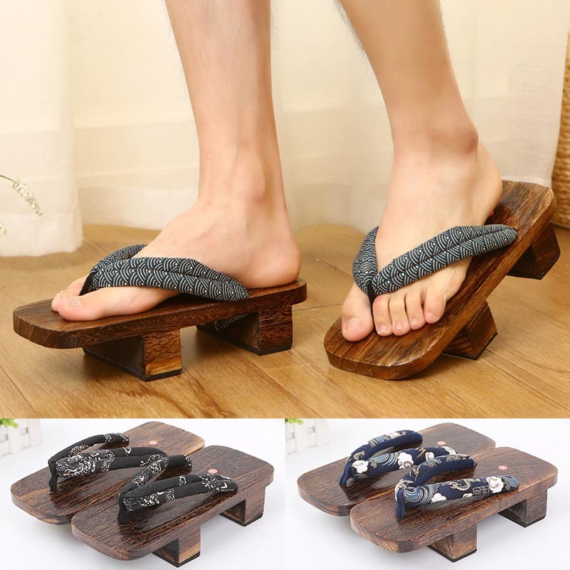 ชุดกิโมโนญี่ปุ่น Geta Clogs รองเท้าแตะ Unisex รองเท้าไม้สองฟันรองเท้าคอสเพลย์สูง