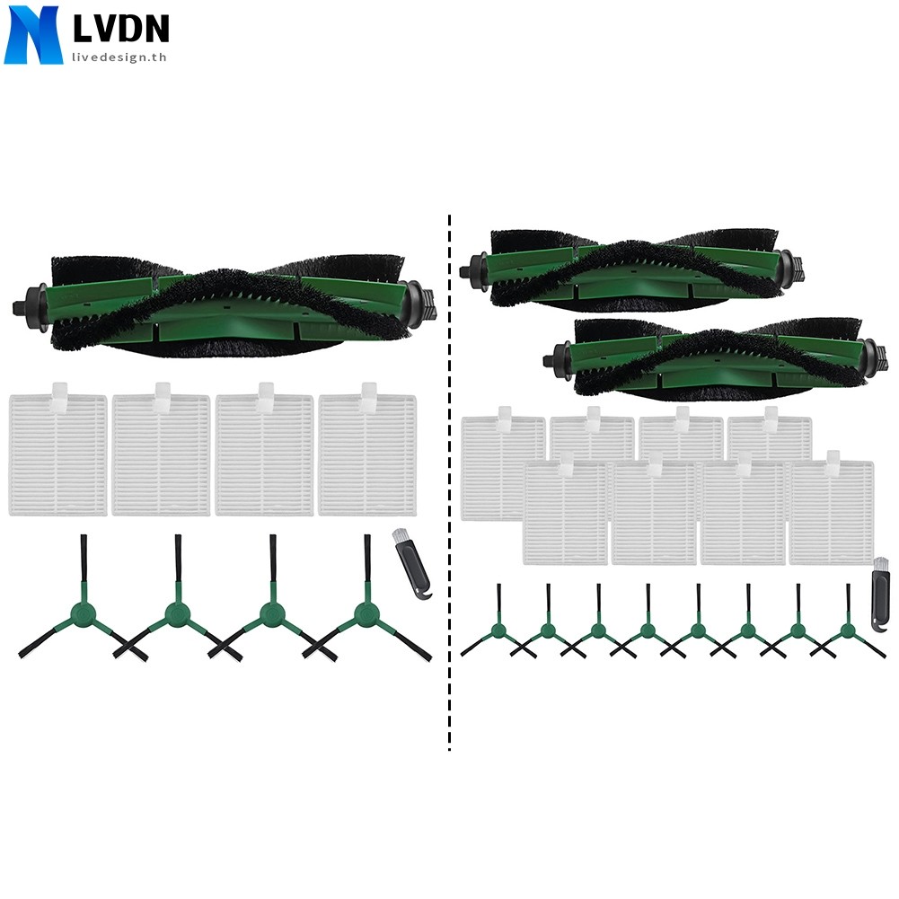 [LVDN] ชุดทดแทนสําหรับ Roomba 105 สําหรับ Combo พร้อมแผ่นกรองแปรงด้านข้างแปรงลูกกลิ้ง