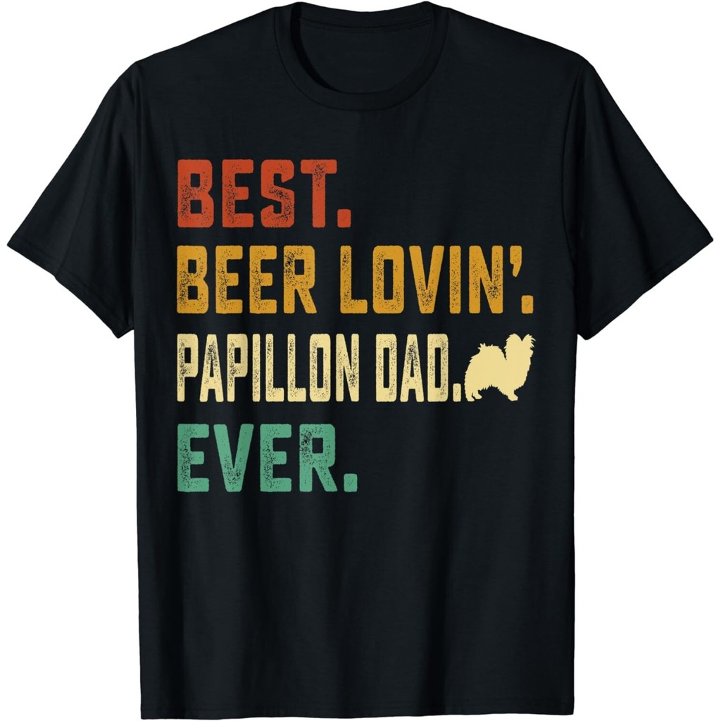 Mens Papillon Dog Lover - Best Beer Loving Papillon Dad T-Shirt