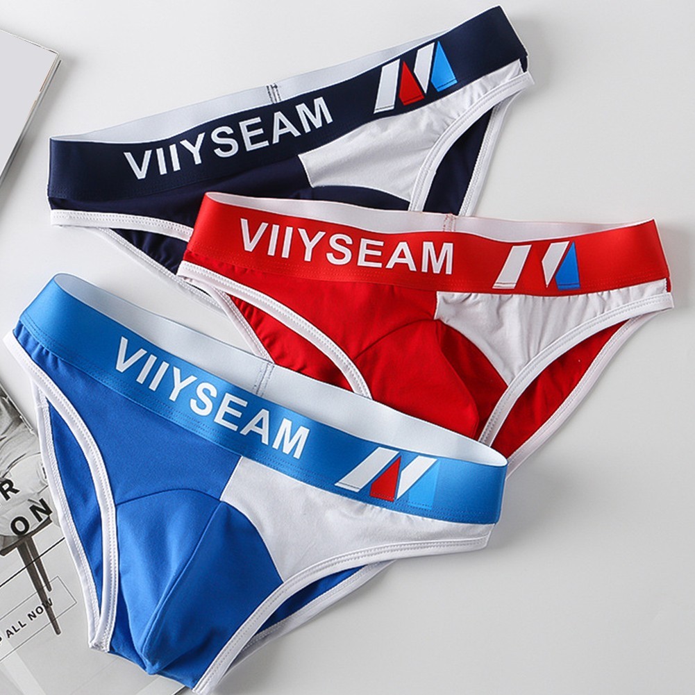 [ใหม่ 11] กางเกงชั้นในชายผ้าฝ้าย Soft Breathe Triangle Underpants Sporty Simple LowWaist Brief Pants
