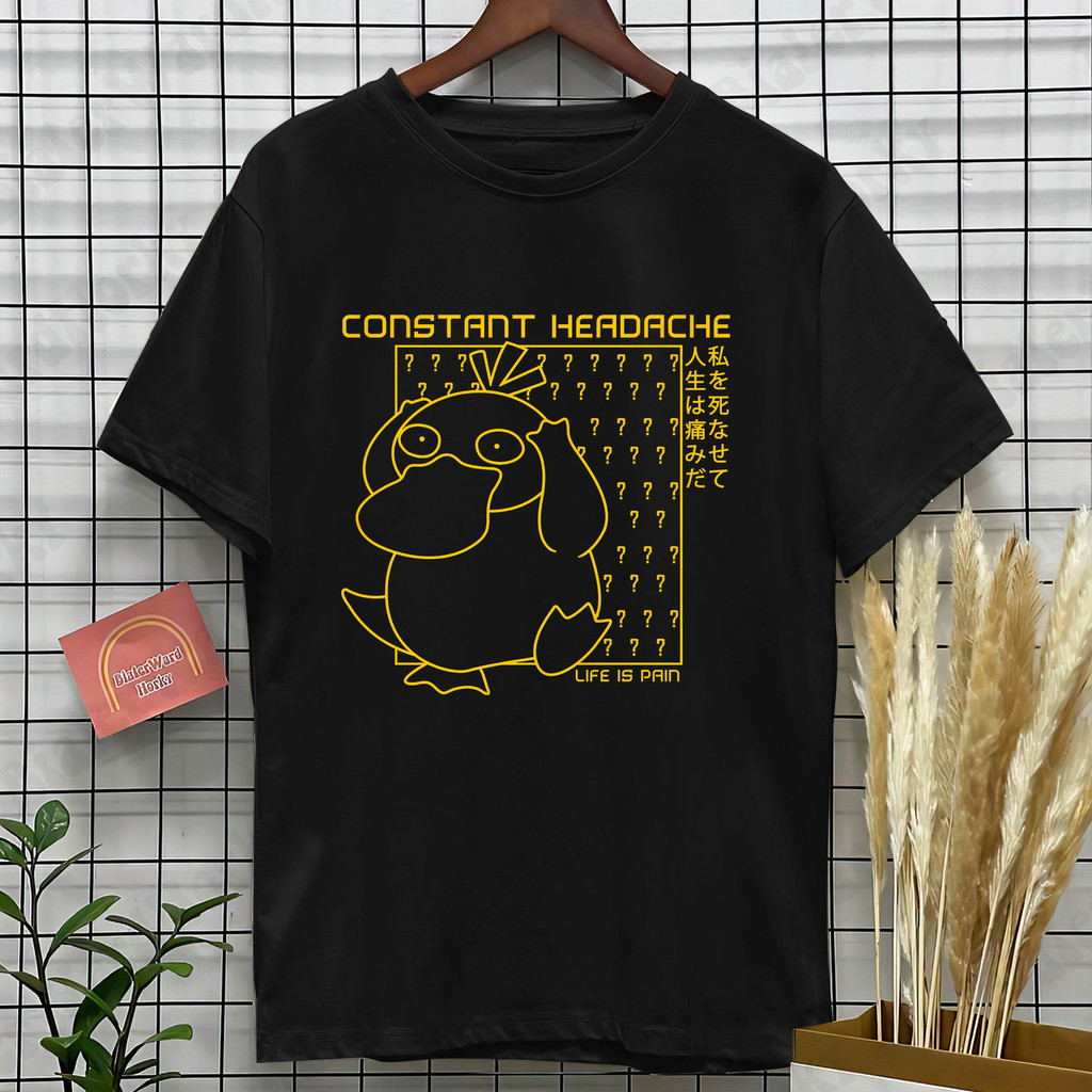 Psyduck เสื้อยืด Unisex Graphic Tee เสื้อตลกเสื้ออะนิเมะญี่ปุ่น Psyduck