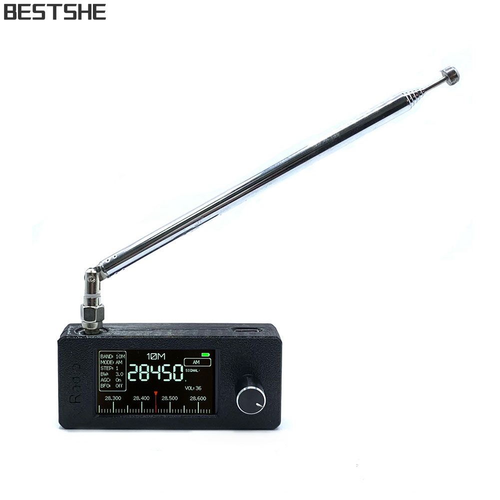 <bestshe> ขนาดกะทัดรัด SI4732 ตัวรับสัญญาณวิทยุขนาดเล็กวิทยุขนาดเล็กเสาอากาศกล้องส่องทางไกล 0.5--108