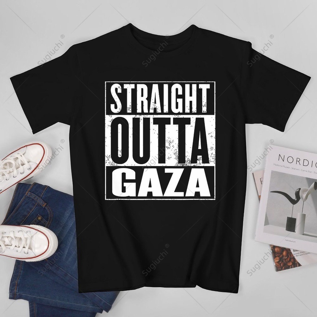 ผู้ชาย Gaza ตรง Outta Gaza Palestine City TShirt Tees T เสื้อ TShirt