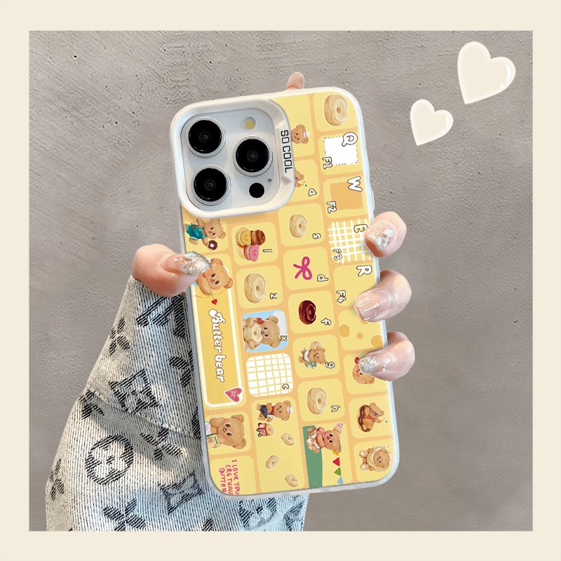 เคสหมีเนยสำหรับ Vivo Y17 Y12 Y12S Y30 Y7S Y50 Y100 S10 S10E V23E V23 V25 V27 V29 X60 X70 X80 X90 X100 X200 PRO IQOO 7 9 10 11 12 Z8 Pro เคสกันกระแทกกล้องแบบเต็ม