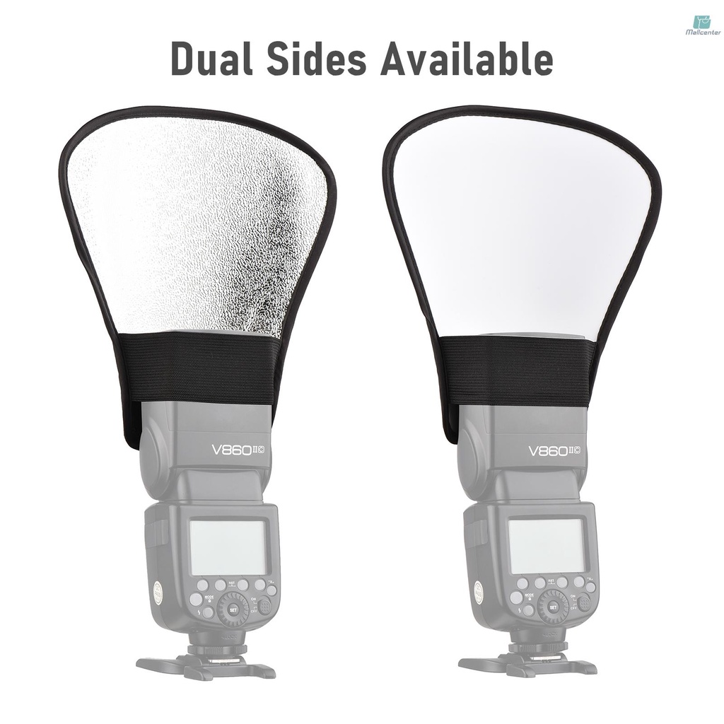 Reflector แบบพกพา Universal กล้องแฟลช Reflector Speedlite Bounce Diffuser Board Silver & White พื้นผิวสะท้อนแสงสําหรับ Canon Godox Yongnuo on-Camer Came-229