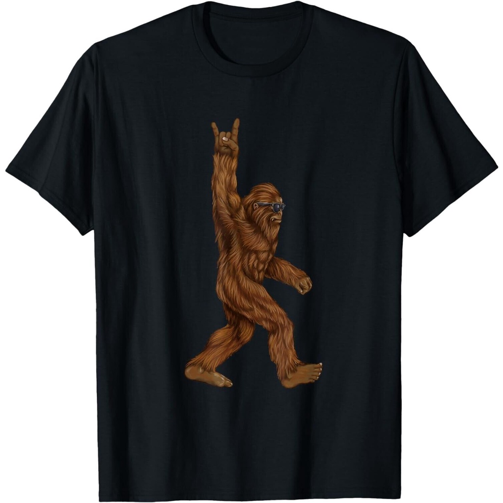 Rock On Bigfoot Sasquatch Loves Rock And Roll แว่นกันแดดบนเสื้อยืด
