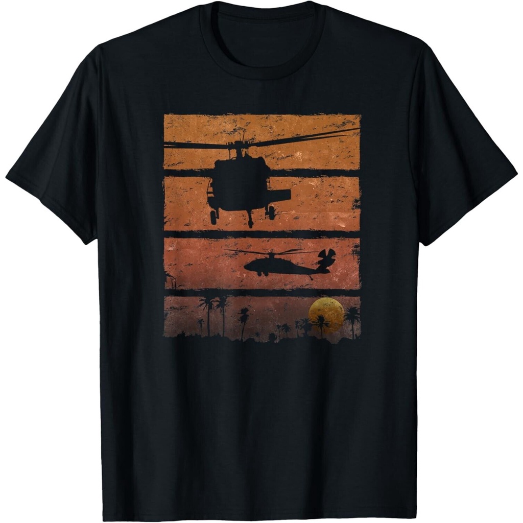 เสื้อยืดพิมพ์ลาย sunset dustoff uh-60 black hawk medevac