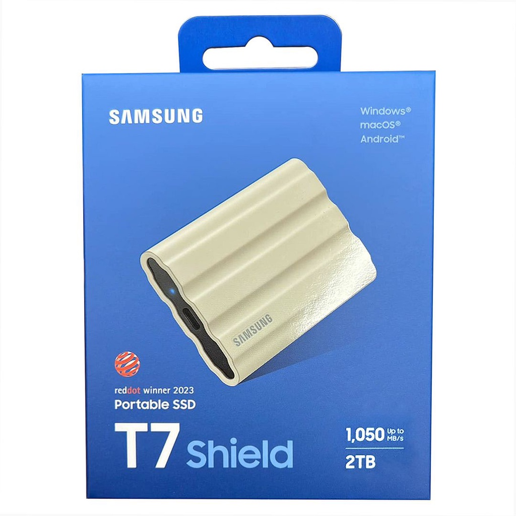 Samsung 2TB T7 Shield USB-C Portable SSD (Beige) for iPhone 16/15 Pro, PC, Mac, Android