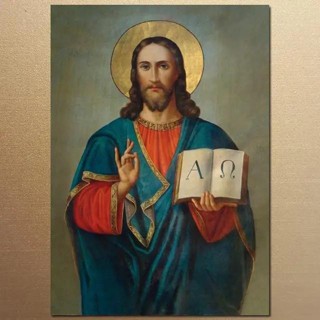 ขนาดใหญ่ Orthodox Jesus Christ Icon ผ้าใบพิมพ์ HD Byzantine Art โปสเตอร์สําหรับตกแต่งบ้านสมัยใหม่ Ha