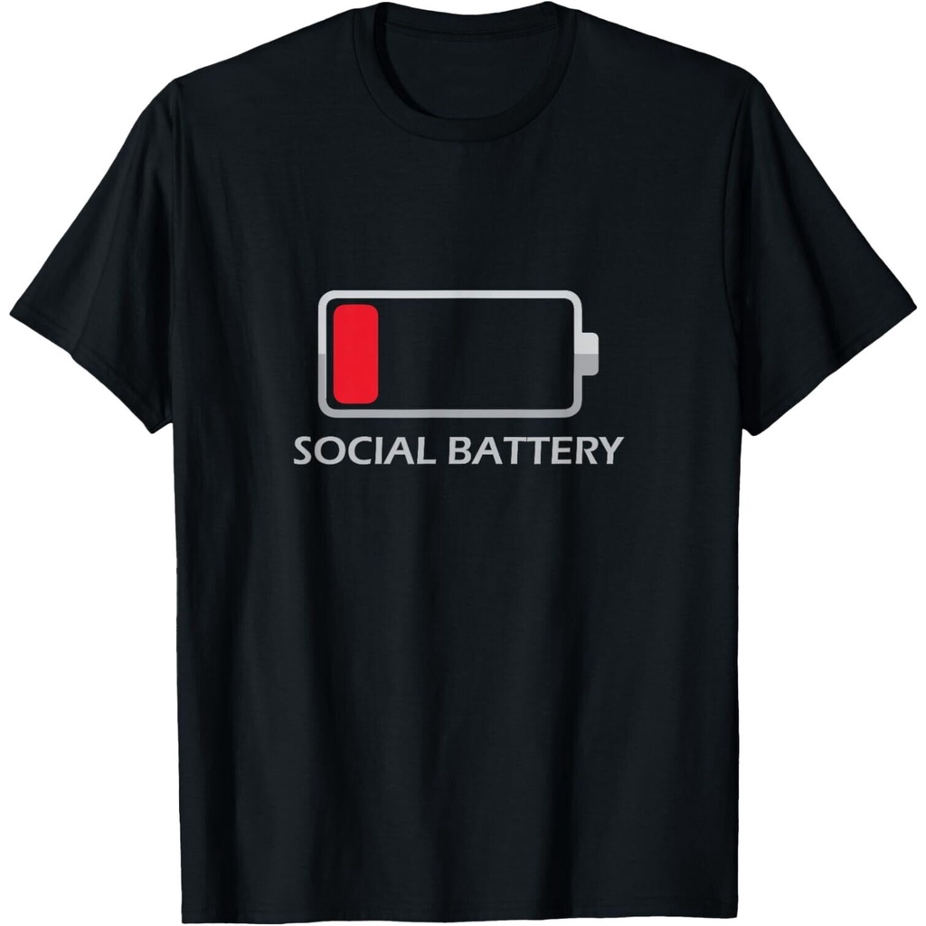 Social Battery Low Funny สําหรับเสื้อยืด Introvert People