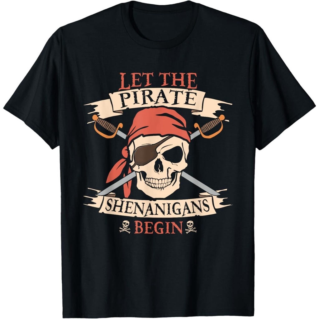 เสื้อยืด Let The Pirate Shenanigas Begin Halloween Skull Bandana