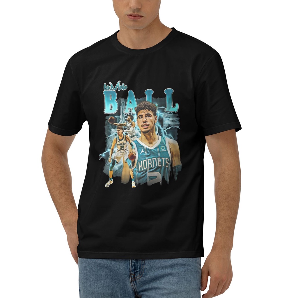 เสื้อยืดCharlotte Hornets ของLamelo Ball ทำจากผ้าฝ้าย 100% สำหรับบุรุษ