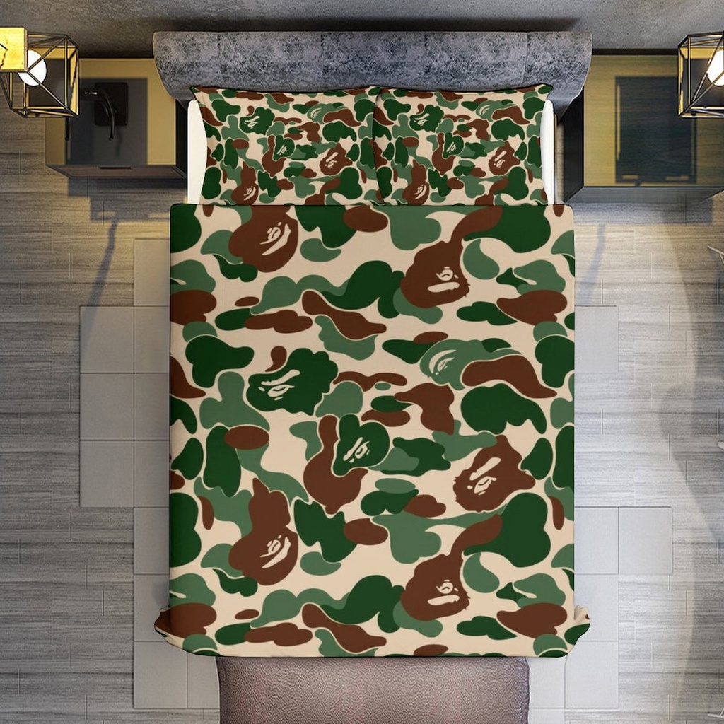 Bape 78*53in ชุดเครื่องนอน 3 ชิ้น (ปลอกผ้านวม 1 ชิ้น + หมอน Shams 2 ใบ)200*135 ซม.