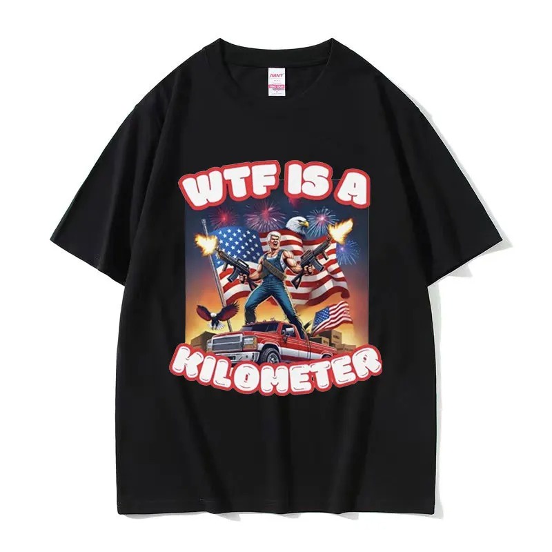 Wtf Is A Kilometer Funny Meme T Mens เสื้อยืดผ้าฝ้ายขนาดใหญ่
