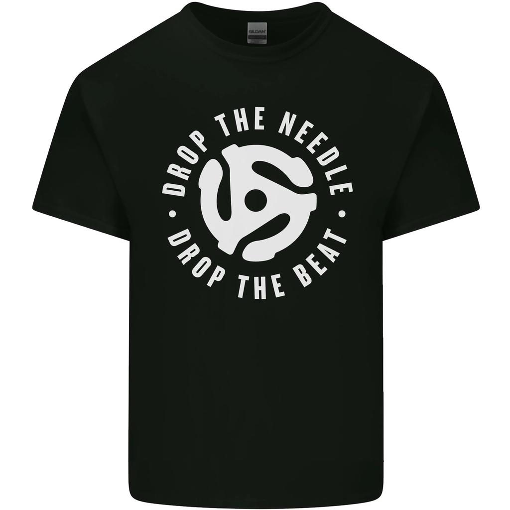 Drop The Needle Dj Turntable Decks Vinyl Mens Cotton T-Shirt Tee Top