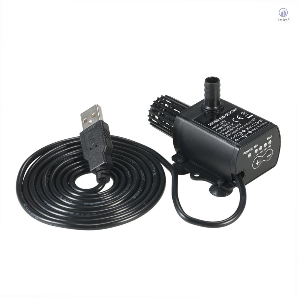 Decdeal Ultra-quiet Mini USB DC5V 4.8W 300L/H ยก 300 ซม.Brushless ปั๊มน้ํากันน้ํา Submersible Fountain พร้อมฟังก์ชั่นปรับการไหล