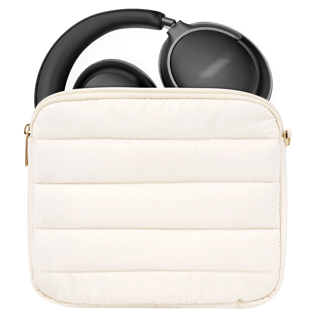 Geekria กระเป๋าใส่หูฟังเข้ากันได้กับ Sony, JBL, Skullcandy, Soundcore และอื่นๆ, Soft Shell Protective Travel Carrying Bag (สีขาว)