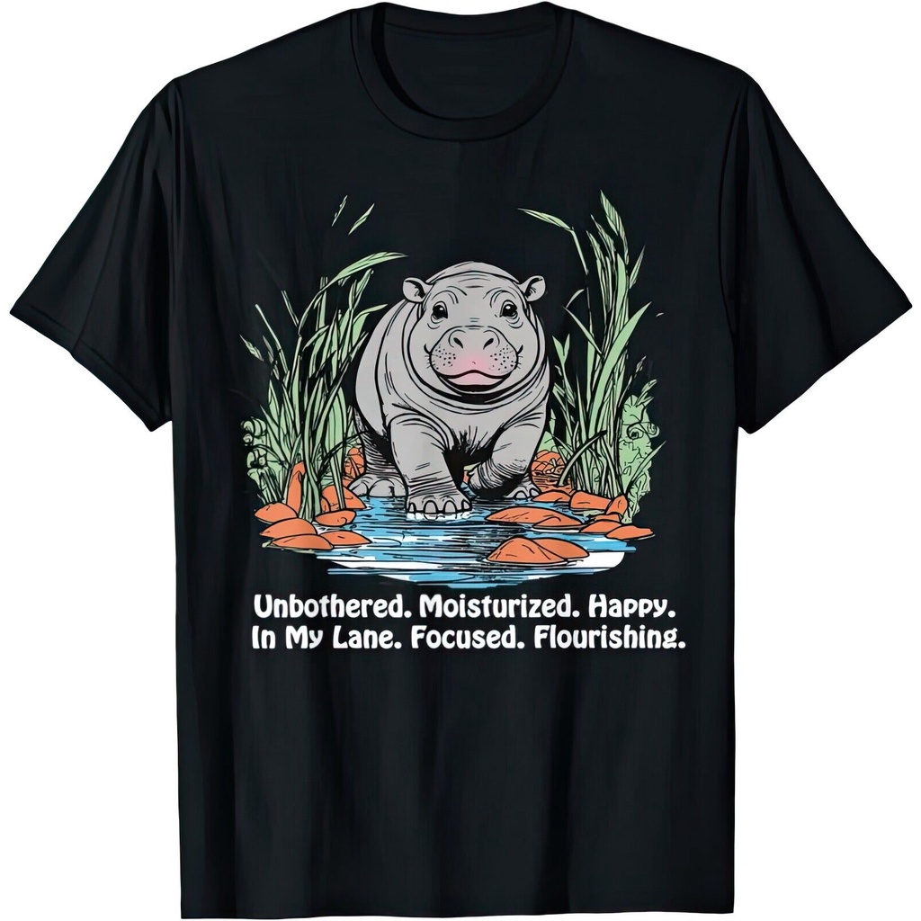 เสื้อยืด Happy Moo Deng Hippo ที่ชุ่มชื่น