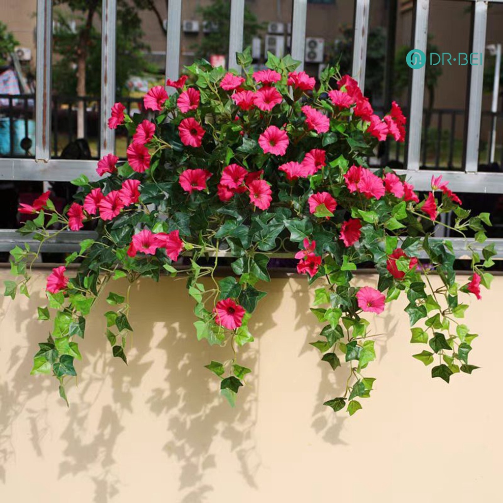 Dr.bei ผักบุ้งประดิษฐ์ 44 หัวผ้าไหมปลอมที่สมจริง Petunia ดอกไม้ UV ทนในร่มกลางแจ้ง Garden Yard แขวนผนัง Faux ดอกไม้พืชตกแต่ง