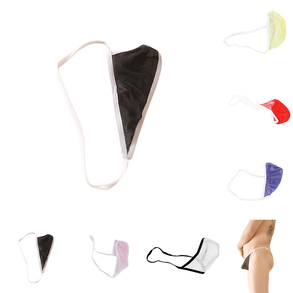 [BIG Discounts]men Sexy Sheer Pouch T-back G-String Thong ชุดชั้นในกางเกงกางเกง