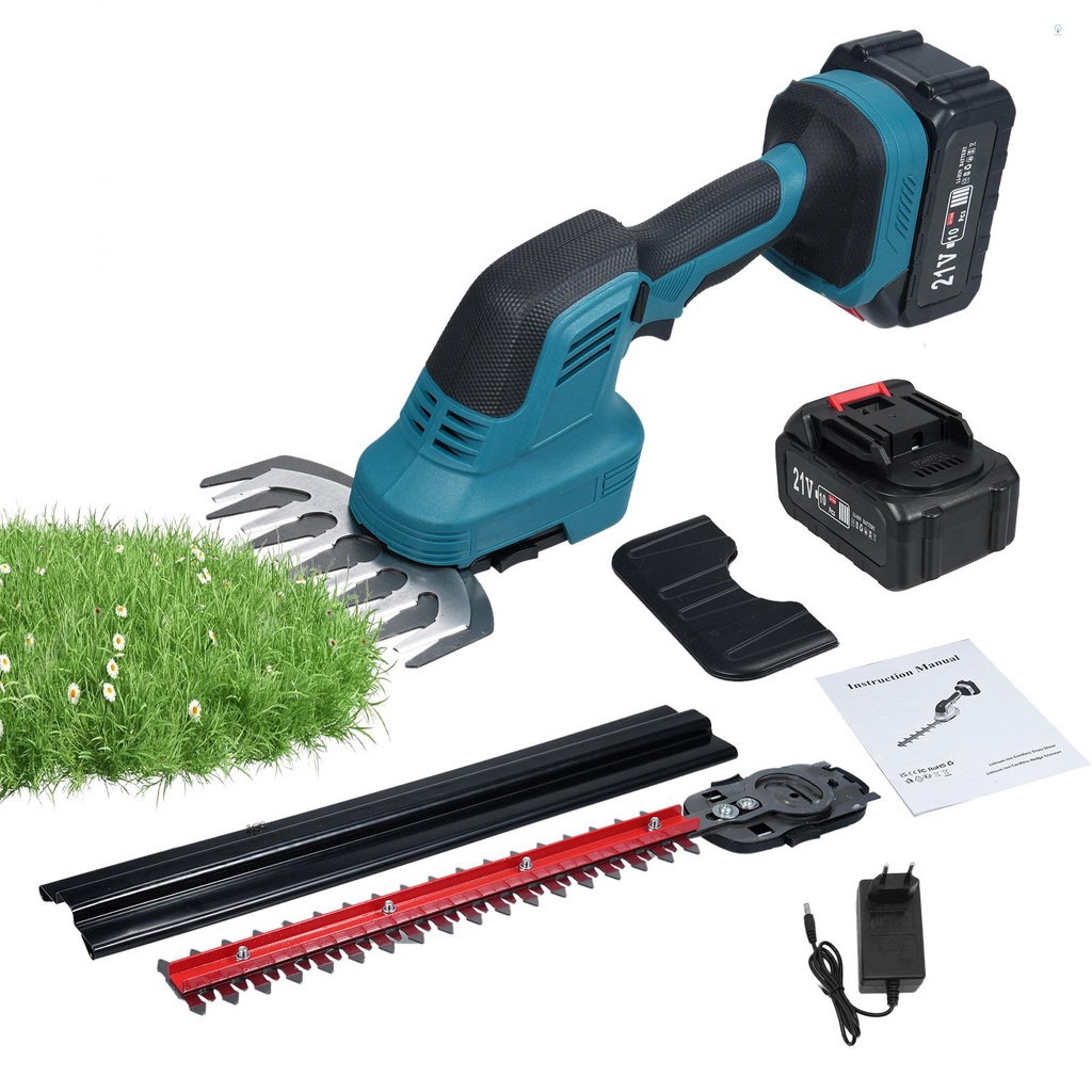 2-in-1 Hedge Trimmer & กรรไกรหญ้า 21V ไม้พุ่มไฟฟ้า Trimmer มือถือเครื่องตัดหญ้าน้ําหนักเบา Hedge Cli