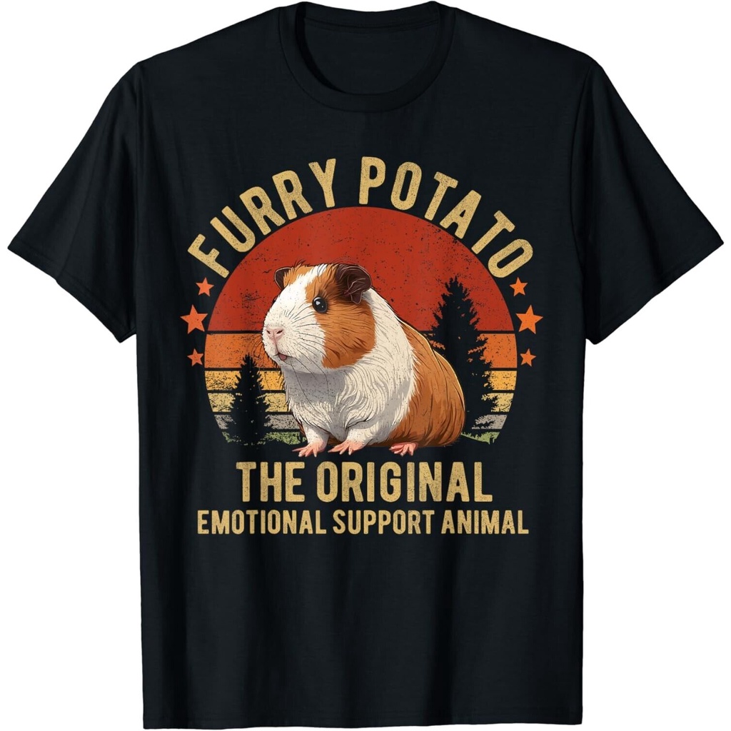 Retro Guinea Pig เสื้อ Furry Potato Vintage Guinea Pig เสื้อยืดตลก
