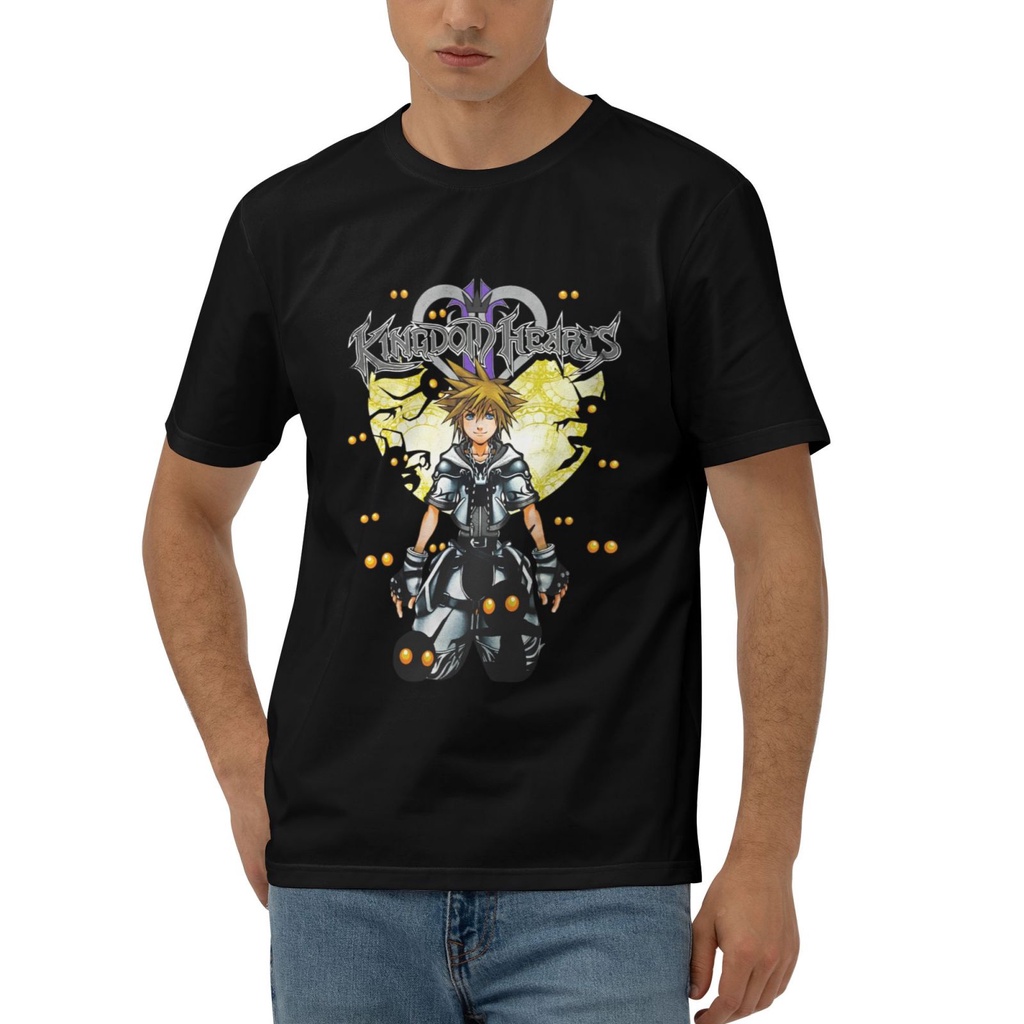 เสื้อยืดผ้าฝ้าย 100% สำหรับบุรุษ พร้อมลาย Kingdom Hearts Disney Animation Game