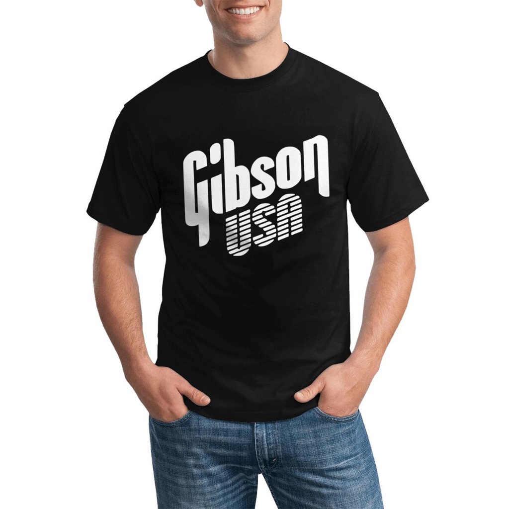 Gibson Guitar Logo เสื้อยืดผู้ชายคุณภาพสูงยอดนิยม