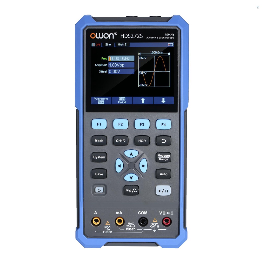 Owon Oscilloscope มัลติมิเตอร์ Waveform Generator HDS272S 2CH 70MHz Bandwidth 20000 นับ 3-in-1 Handh