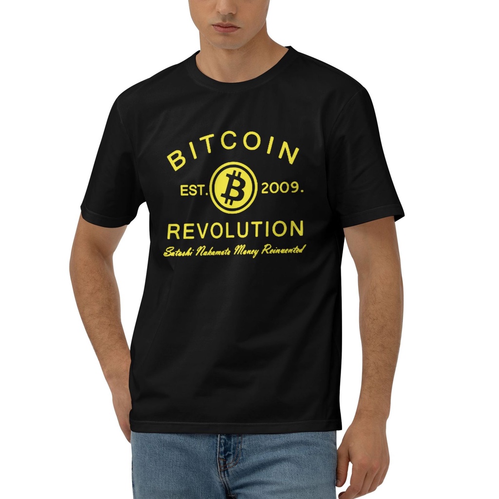 Bitcoin Revolution Bitcoin Crypto เสื้อ Crypto สกุลเงิน เสื้อยืดผ้าฝ้าย 100% บุรุษใหม่ล่าสุด