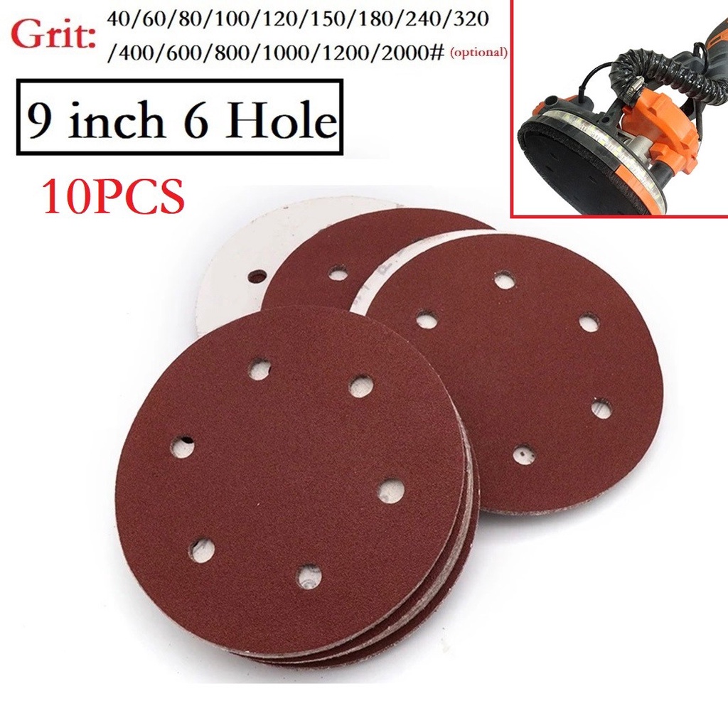 【JELLY】 กระดาษทรายขนาด 9 นิ้ว 225 มม. 6 หลุมกระดาษขัดผนังไฟฟ้า 40-2000grit