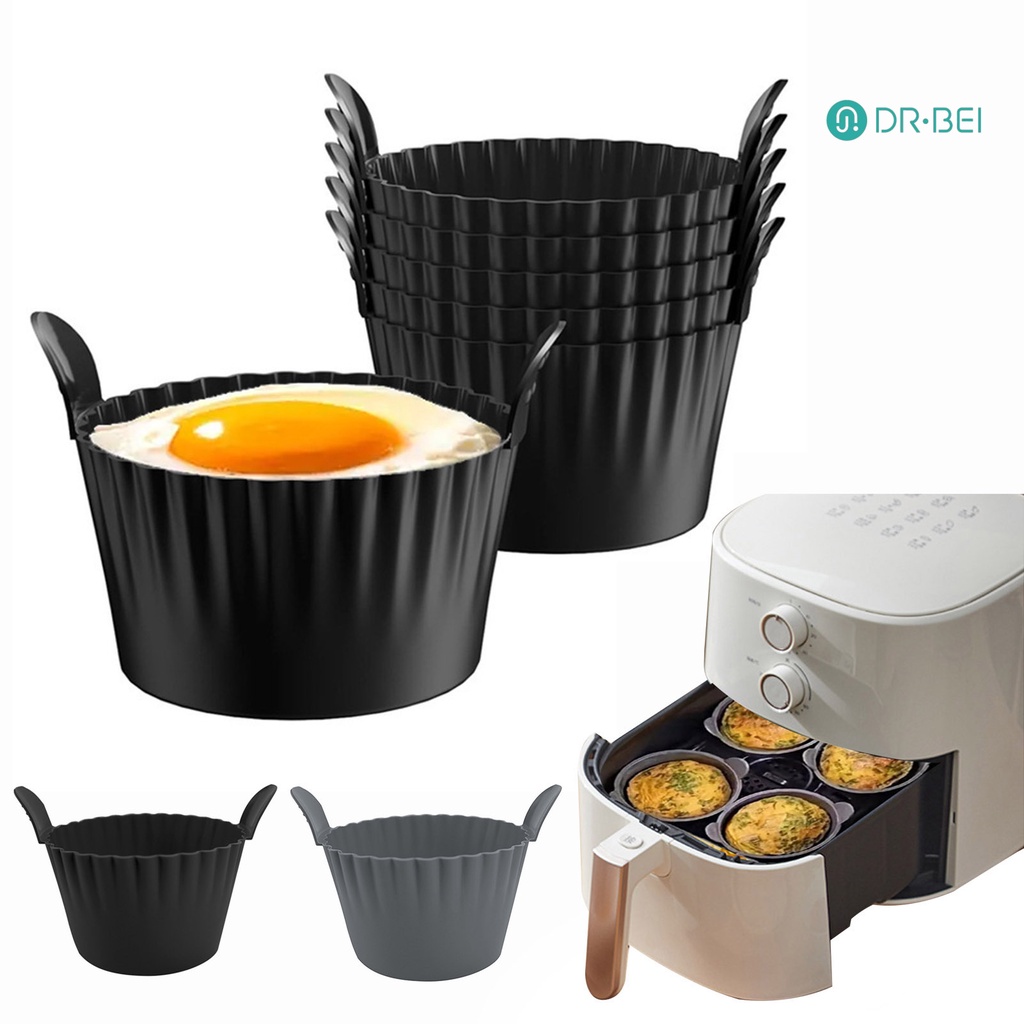 Dr.bei Air Fryer ไข่ Poacher ซิลิโคน Cupcake เบเกอรี่ถ้วย Non-stick มัฟฟินแม่พิมพ์นํากลับมาใช้ใหม่ Ramekins สําหรับเตาอบ Air Fryer