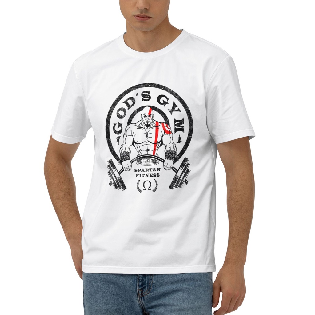 God Of War Kratos Gods Gym Spartannessgift Gym เสื้อผ้าแฟชั่นเสื้อยืดทรงกลม